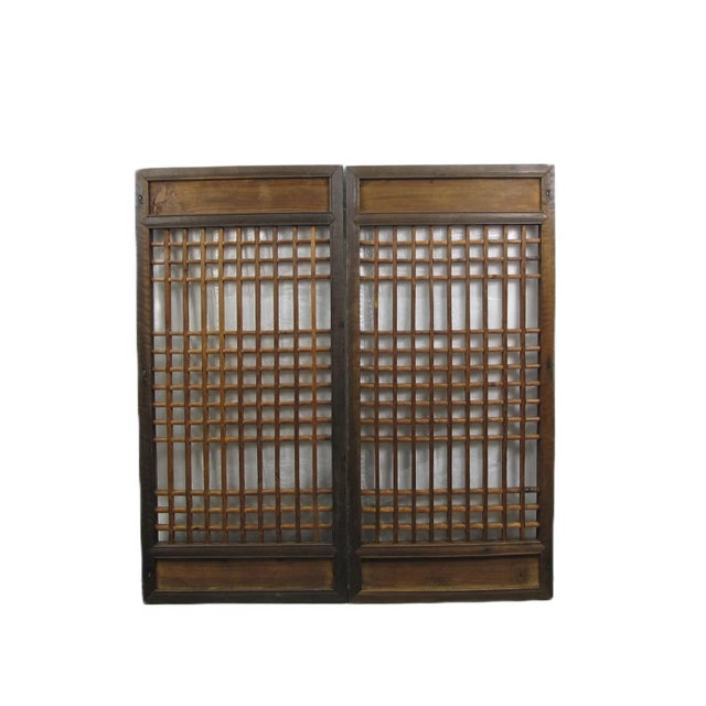 Wood Pair of Vintage Chinese Latticed Screen Panel 6 For Sale - Image 7 of 7