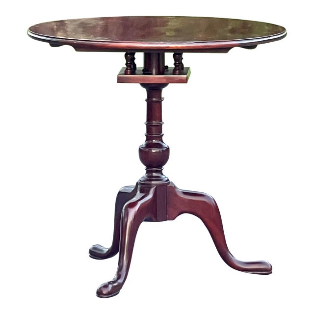 Queen Anne Style Mahogany Bird Cage Tilt Top Tea Table For Sale