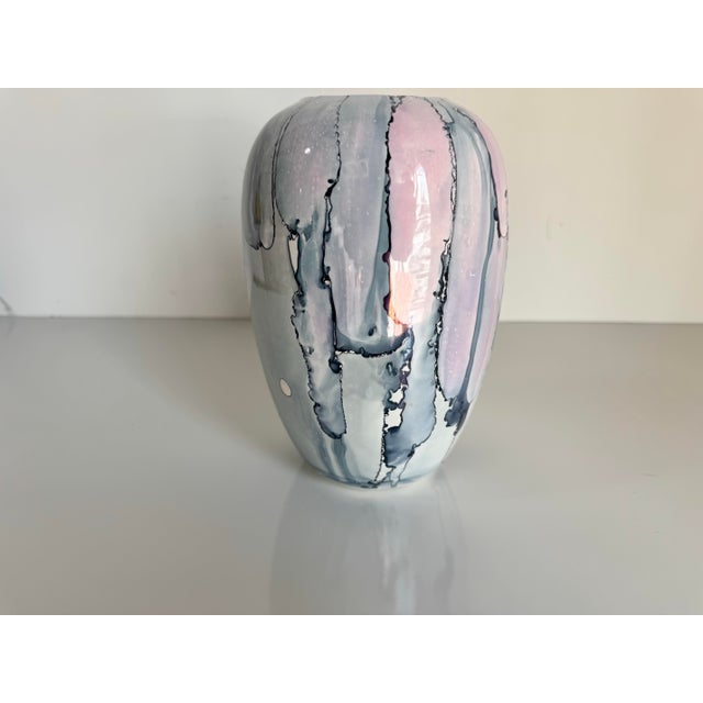 1980s 1989 Vintage Kate Abstract Drip Glaze Art Ceramic Vase For Sale - Image 5 of 10