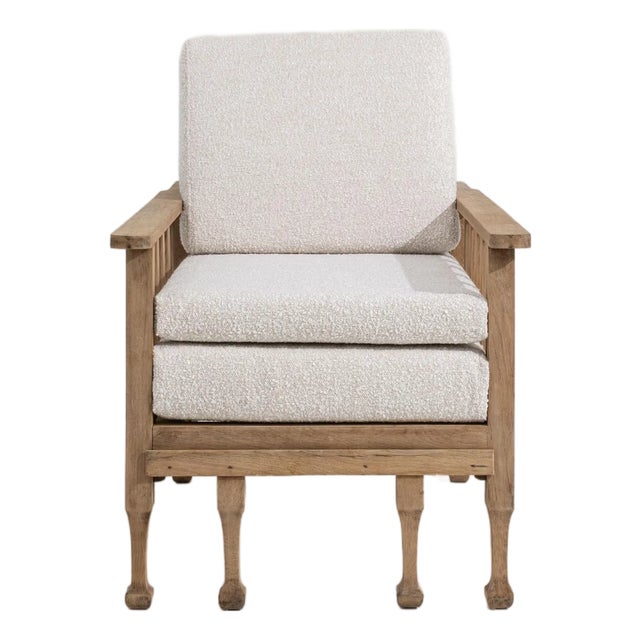 Mid-Century Reclining Lounge Armchair with Pull-Out Footrest in Bouclé Upholstery For Sale