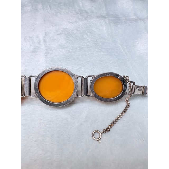 Vintage Polish Baltic Egg Yolk Amber Sterling Silver Bracelet Gdansk 56.9g For Sale - Image 14 of 15
