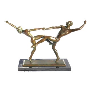 1920s Harriet Whitney Frishmuth, Bronze Sculpture of Dancing Couple, Signed, "The Dancers" For Sale