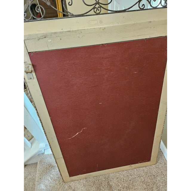 Wood Chippendale Style Vintage Large Rattan & Iron Mirror For Sale - Image 7 of 8