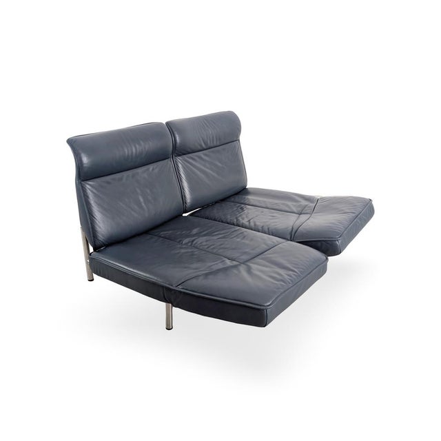 Mid-Century Sofa DS 450 in Leather Black Blue from de Sede For Sale - Image 6 of 15