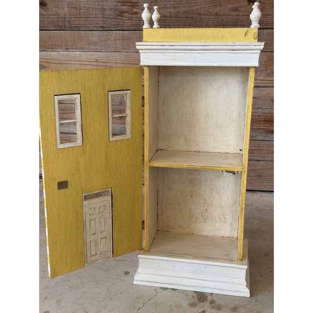 Yellow Vintage Trompe L’Oeil Folk Art “Charleston House” Cabinet by David Thompson For Sale - Image 8 of 12
