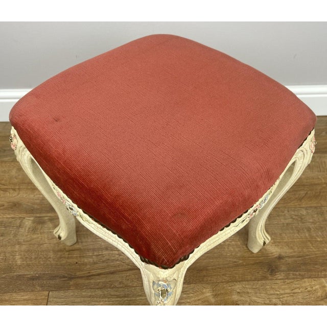 Cream Vintage French Upholstered Ottoman For Sale - Image 8 of 13