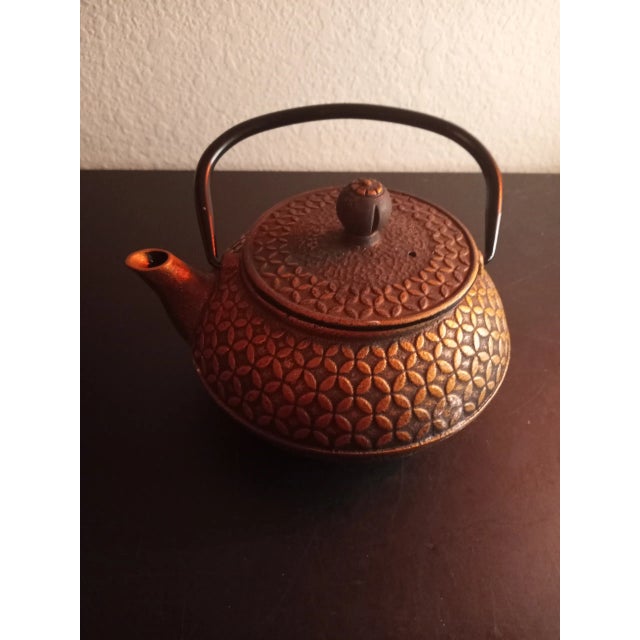 Japanese Vintage Tetsubin Japanese Cast Iron Strainer Tea Kettle For Sale - Image 3 of 8