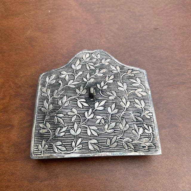 1970s Small Silver Etched Business Card Holder/Office Decor For Sale In Atlanta - Image 6 of 6