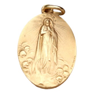 19.2k Gold Our Lady of the Immaculate Conception Pendant For Sale