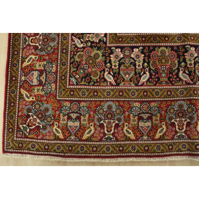 Tabriz Rug 8’1” X 10’11” Red Wool Vintage Traditional Hand-Knotted Carpet For Sale - Image 10 of 13