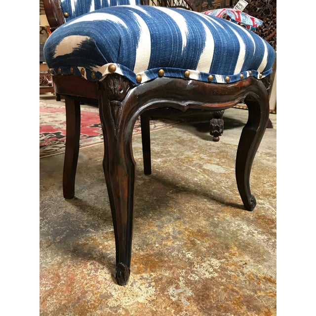 Black Antique 19th C. Magesy Abercorn Rococo Ikat Upholstered Side Chairs - a Pair For Sale - Image 8 of 10