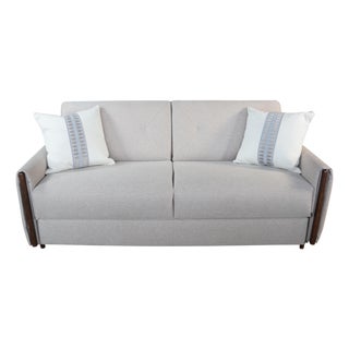 Late 20th Century Mattia Sleeper Sofa Tufted Light Beige Fabric Italian Convertible Sofa Bed 76" For Sale