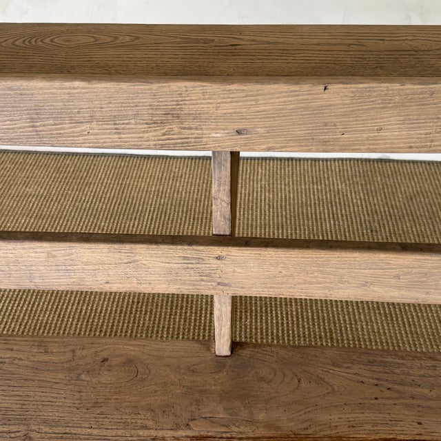 Wood Vintage Elm Wood School House Bench For Sale - Image 7 of 11