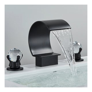 Matte Black 3 Holes Sink Faucet Waterfall Bathroom Basin Vanity Mixer 2 Handle For Sale