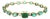 1990s 18k Yellow Gold Colombian Emerald and Diamond Line Bracelet, 7.5 Inches For Sale