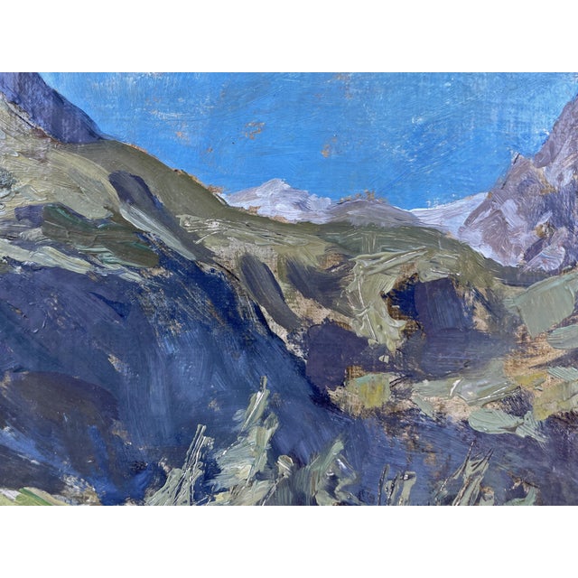 Blue Mountain Landscape, 1950s, Oil Painting, Framed For Sale - Image 8 of 13