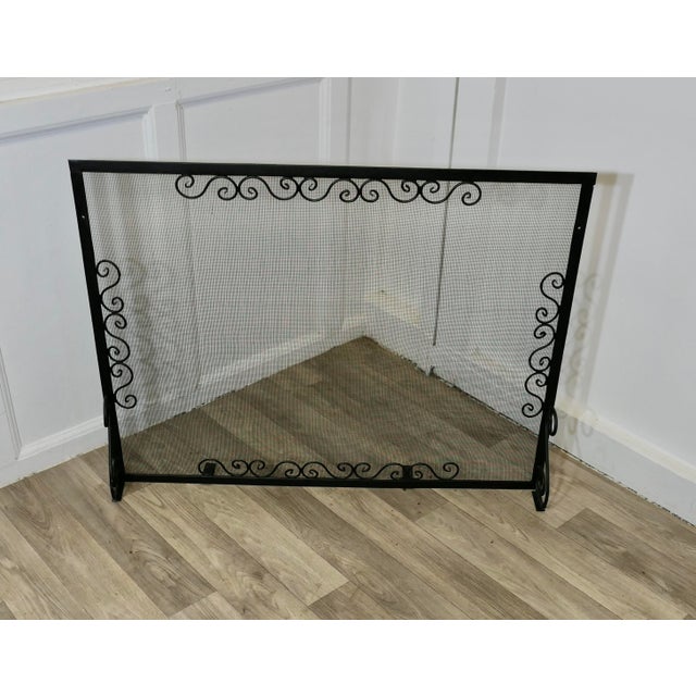Large Wrought Iron Fire Screen, 1890s For Sale - Image 6 of 7