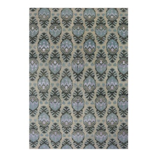 Handwoven Indian Ikat Area Rug- 10′ × 14′1″ For Sale