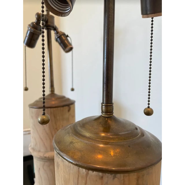 1960s 1960s Pine Architectural Table Lamps - a Pair For Sale - Image 5 of 7