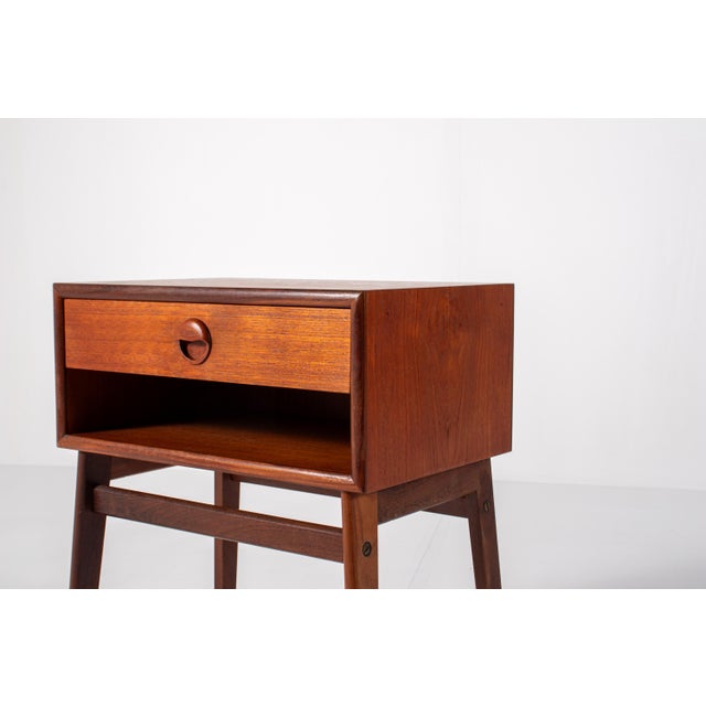 Mid-Century Danish Teak Bedside Table with Drawer and Open Shelf, 1960s For Sale - Image 10 of 12