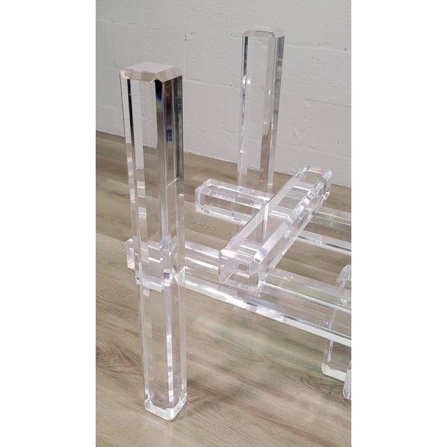 Lucite Skyscraper Column Geometric Dining Table or Desk Base For Sale In Miami - Image 6 of 9