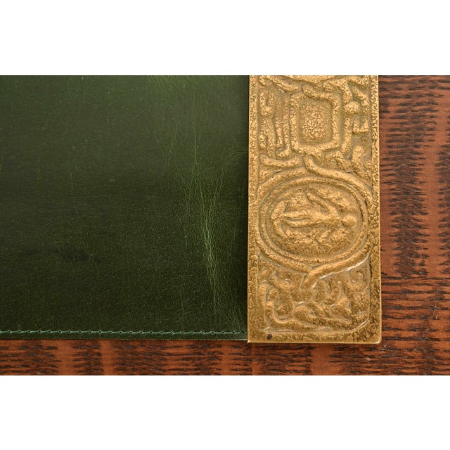 Tiffany Studios New York Zodiac Bronze Doré Blotter Ends With Leather Desk Blotter For Sale - Image 9 of 14