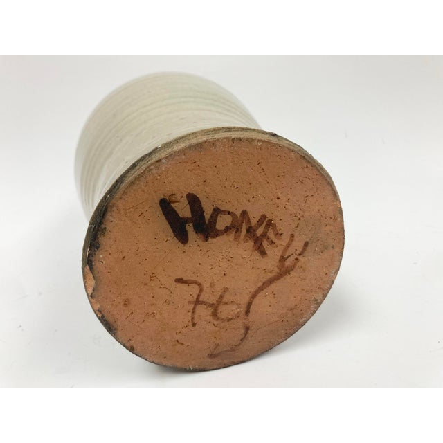 Signed Glazed Pottery Vase in Asian Style Dated 1976 For Sale - Image 12 of 12