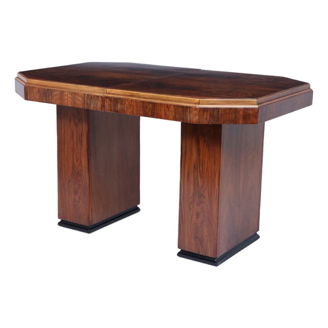 English Art Deco Extending Dining Table in Walnut, 1930 For Sale
