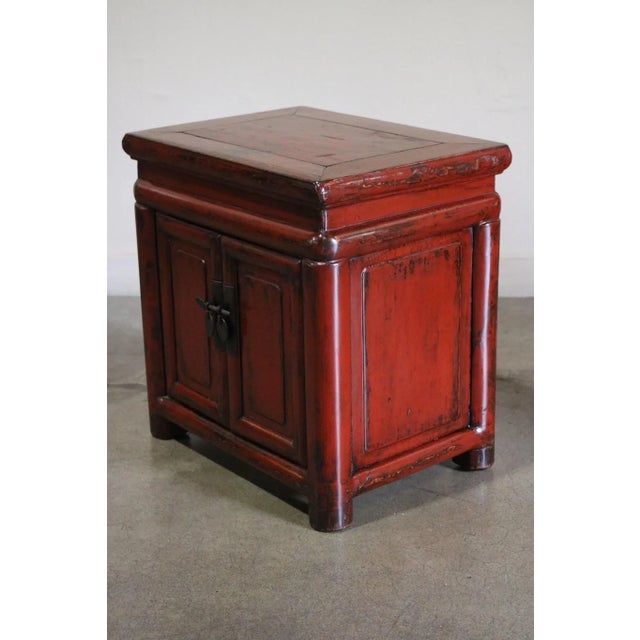 Late 20th Century Red Lacquered Nightstand For Sale - Image 4 of 7