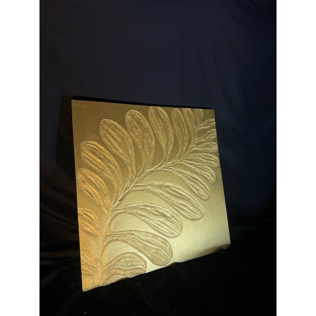 Contemporary Metallic Gold Botanical Relief Wall Plaque For Sale - Image 3 of 10