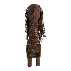 1950s Vintage Namji African Beaded Fertility Doll in Hand Carved Wood