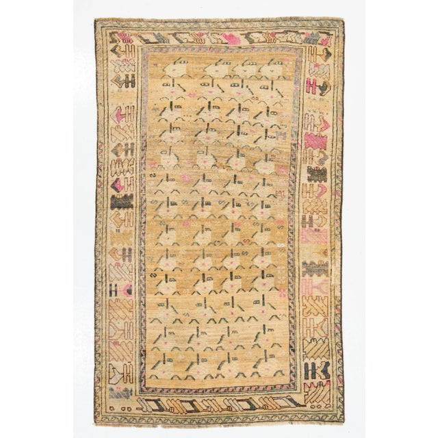 Antique Persian Shiraz Beige Wool Rug With Trabal Pattern For Sale - Image 9 of 9
