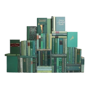 Decorative Books - Vintage Boxwood Book Wall - Set of 75 Green Books