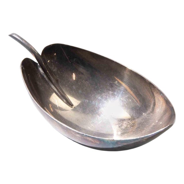Modernist Silver-Plated Leaf-Form Serving Dish or Nut Bowl, 1960s For Sale