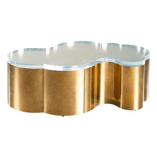 The New Set of 2 Luca Coffee Tables in Gold With Acrylic Top For Sale