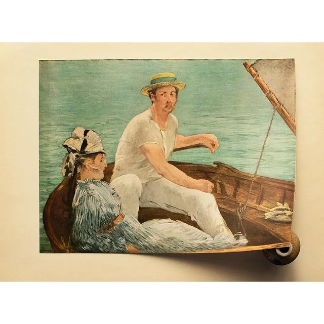 French 1953 After Edouard Manet "Boating at Argenteuil" First Edition Full-Color Print For Sale - Image 3 of 7