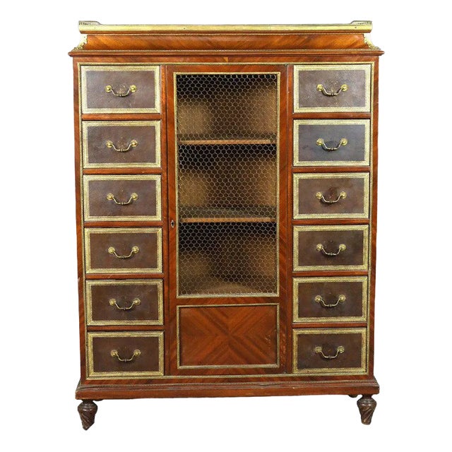 Louis XVI Style Cartonnier in Rosewood Topped & Brass Gallery For Sale