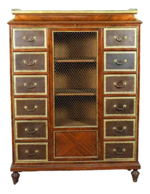 Louis XVI Style Cartonnier in Rosewood Topped & Brass Gallery