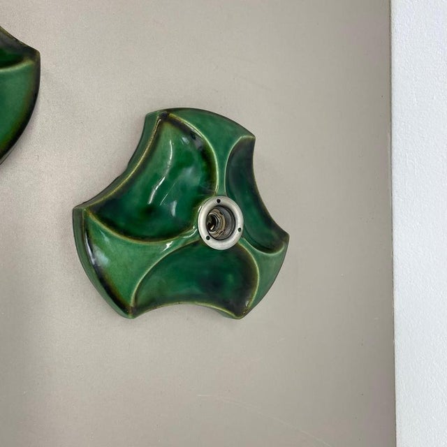 1970s Modernist Ceramic Fat Lava Wall Lights from Pan Ceramics, Germany, 1970s, Set of 2 For Sale - Image 5 of 15