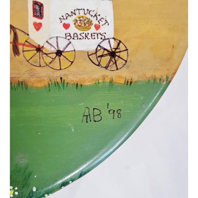 Wood Vintage Artist Painted & Polychromed Modern Whimsical Nantucket Bar Stool Chair For Sale - Image 7 of 12