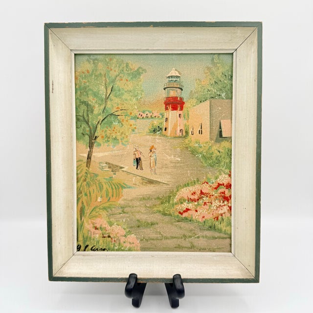 Midcentury Bermuda St. David’s Lighthouse Signed Original Painting, Circa 1950s–60s For Sale - Image 11 of 12