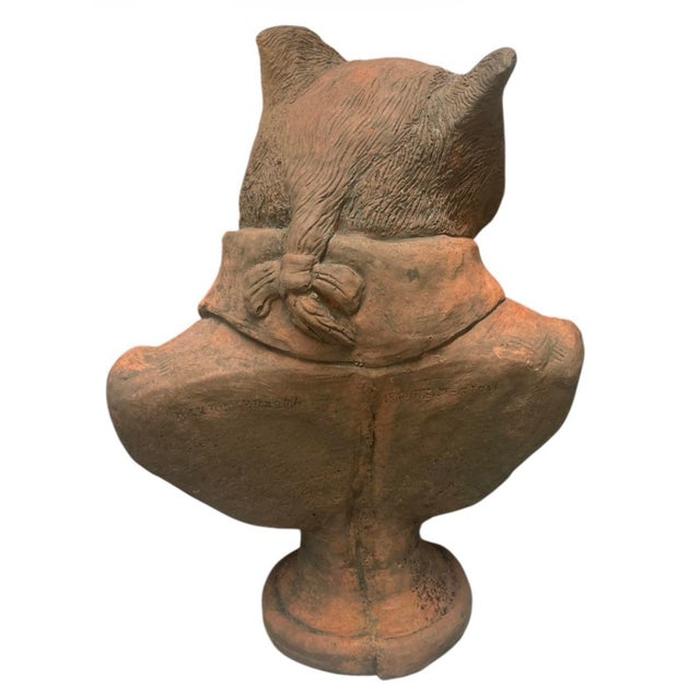 1990s 1990s Anthropomorphic Badger Bust in Tailcoat – Terracotta Finished Cast Stone For Sale - Image 5 of 10