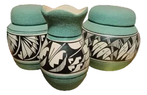 Mitzi Drake Navajo Sand Pottery 3Pc. Jar Set