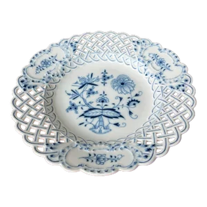 Vintage Mid 20th Century Meissen Blue Onion Pierced Dessert/Cookie Platter