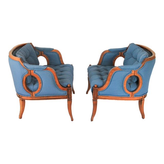 Pair of Louis XIV Bergeres Barrel Back Club Chairs For Sale