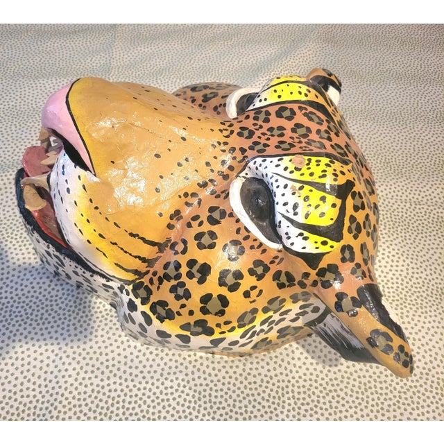 Huge Whimsical Paper Mache Italian Colorful Tiger Wall Mask Room Decor For Sale - Image 4 of 9