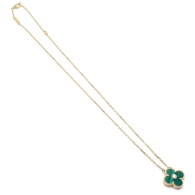 Van Cleef & Arpels Van Cleef & Arpels Diamond Vintage Alhambra Malachite Holiday 2013 Necklace For Sale - Image 4 of 11