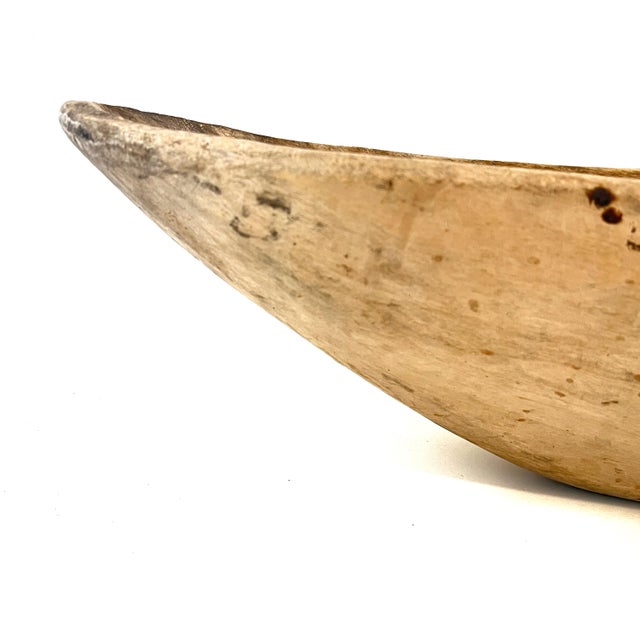 Mid 19th Century Antique Hand Carved Dugout Wood Trough Bowl For Sale - Image 5 of 18
