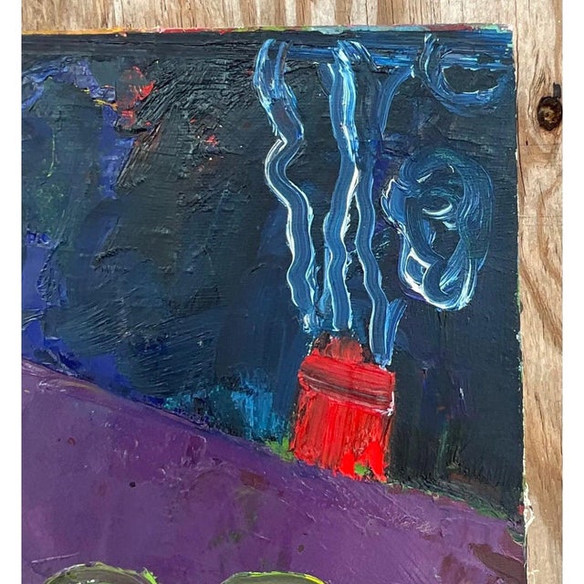 Vintage Boho Signed Original Oil Landscape on Canvas For Sale - Image 12 of 15