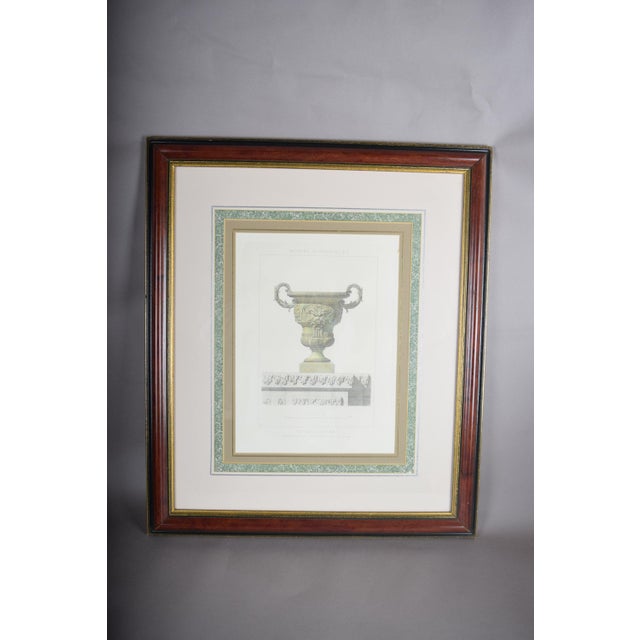Louis XIV Style Vase, Versailles Neptune Basin, Lithograph, 1960s, Framed For Sale - Image 12 of 14